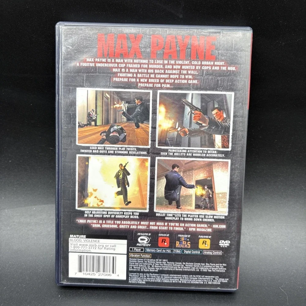 Max Payne (Sony PlayStation 2, 2001) CIB With Manual